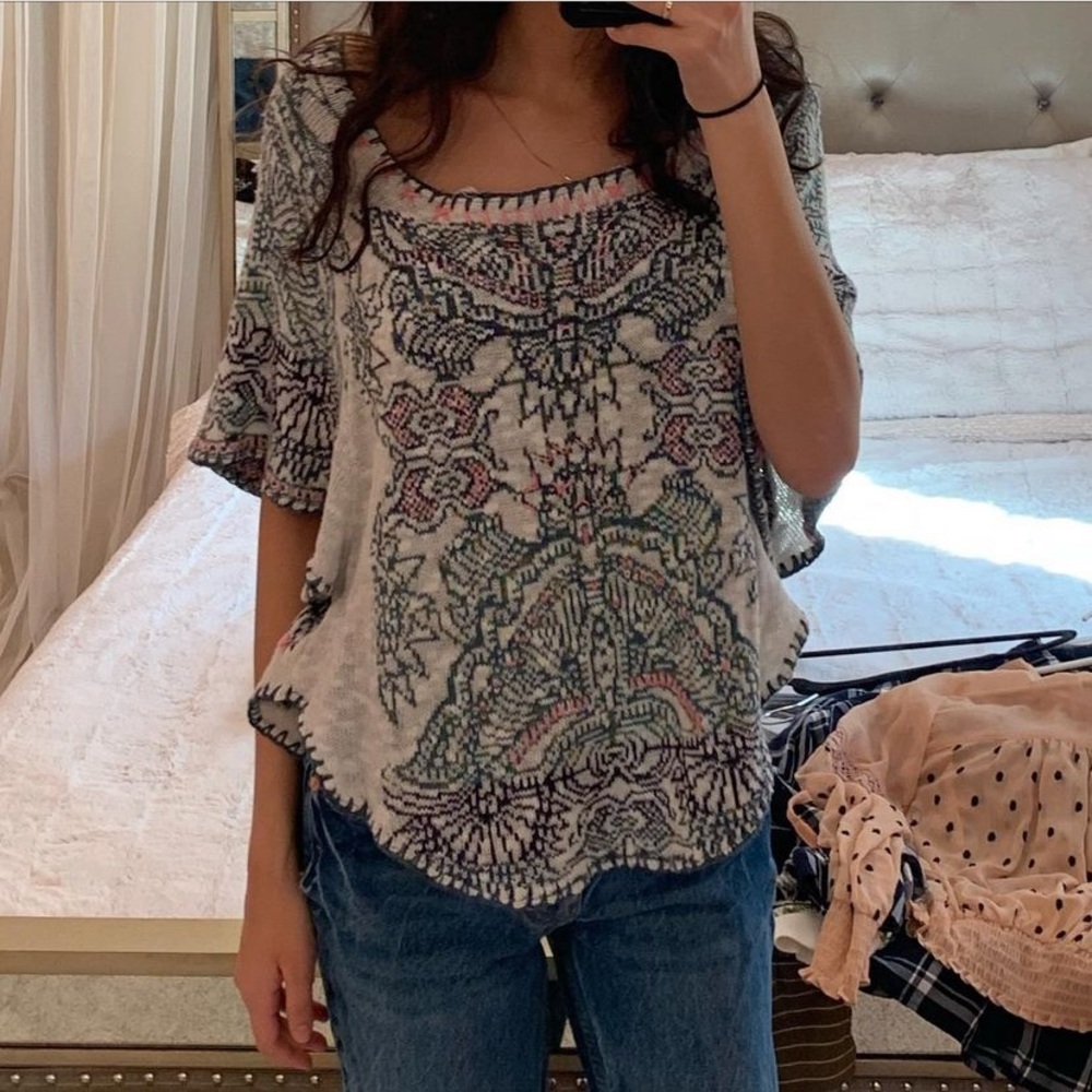 Free People Knit Poncho Sweater